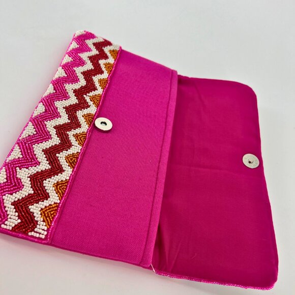 Rainbow Chevron Zig-Zag Beaded Clutch Crossbody Chain Bag Boho Handbag NEW - Picture 10 of 10